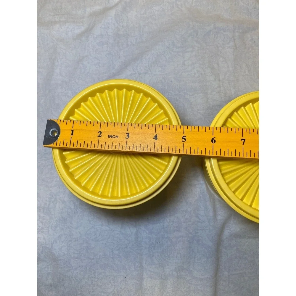 Vintage Tupperware Goldenrod Servalier Bowl Set 3‎ Bowls 3 Lids Floral Pattern